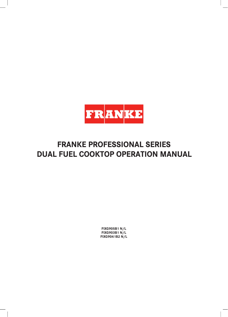 Page 1 of the manual User Manual Franke FIXG903B1