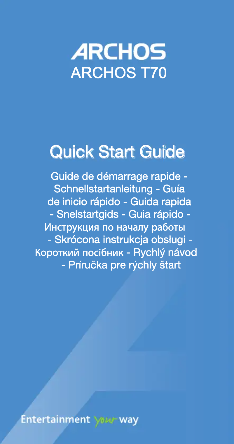 Page 1 de la notice Manuel utilisateur Archos T70