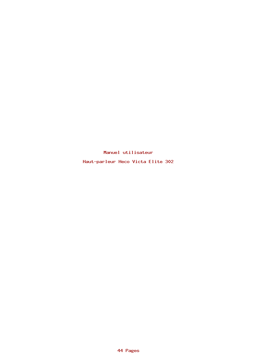 Page 1 de la notice Manuel utilisateur Heco Victa Elite 302