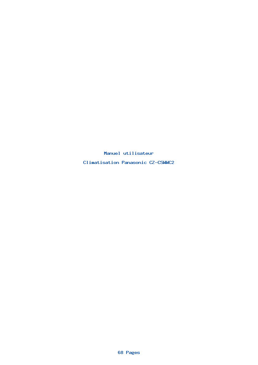 Page 1 de la notice Manuel utilisateur Panasonic CZ-CSWWC2