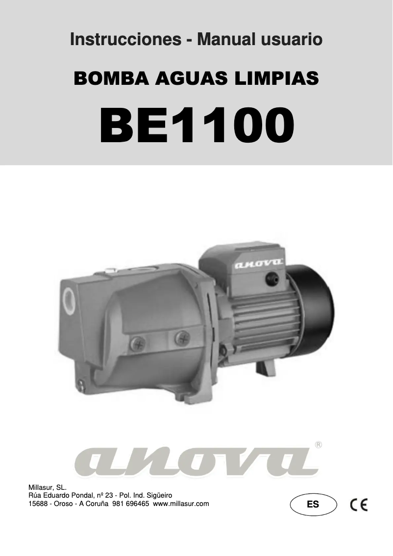 Page 1 de la notice Manuel utilisateur Anova BE1100