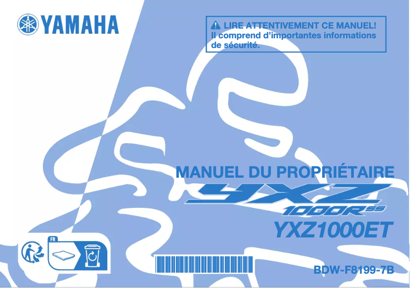 Page 1 de la notice Manuel utilisateur Yamaha YXZ1000R SS (2024)