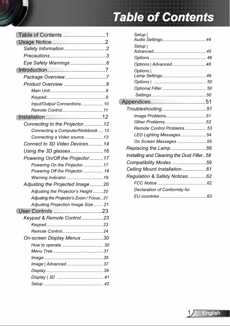 Page 1 de la notice Manuel utilisateur InFocus IN119HDXA