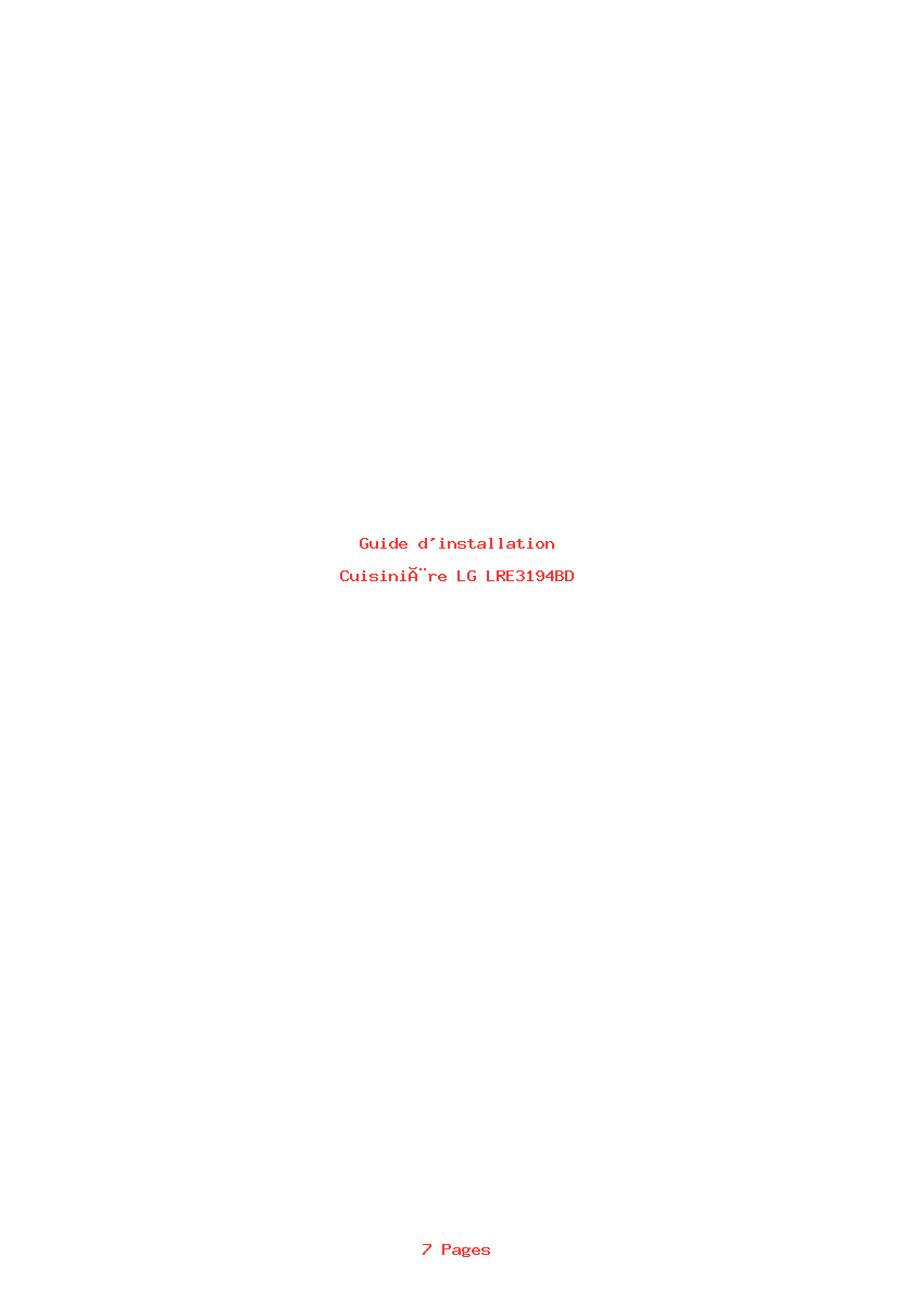 Page 1 de la notice Guide d'installation LG LRE3194BD