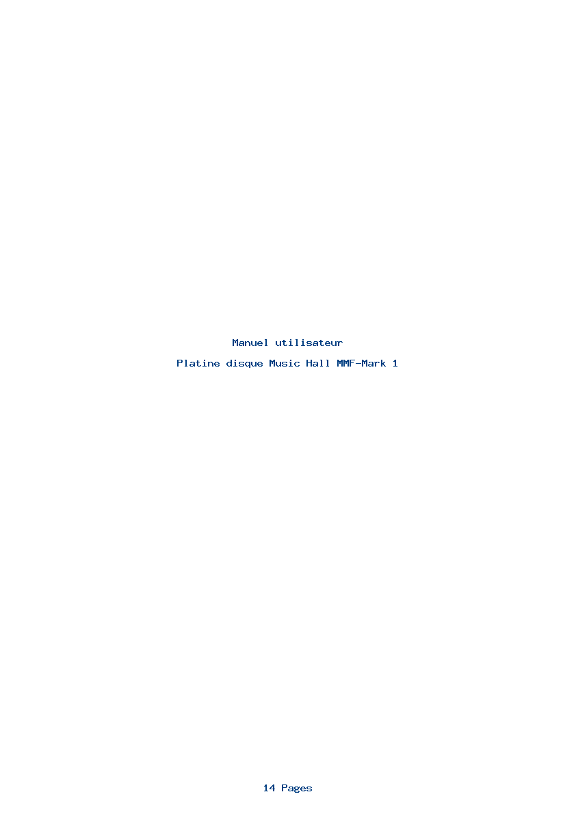 Page 1 de la notice Manuel utilisateur Music Hall MMF-Mark 1