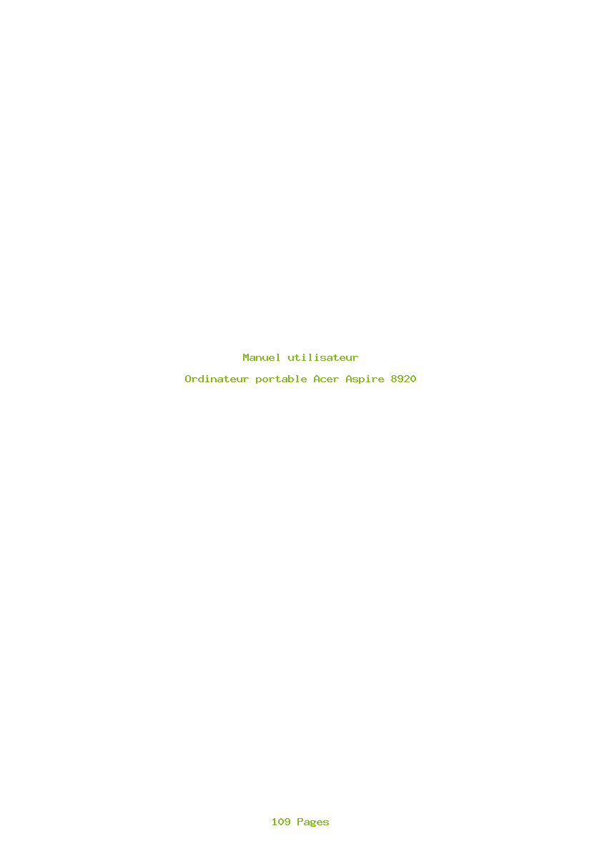 Page 1 de la notice Manuel utilisateur Acer Aspire 8920