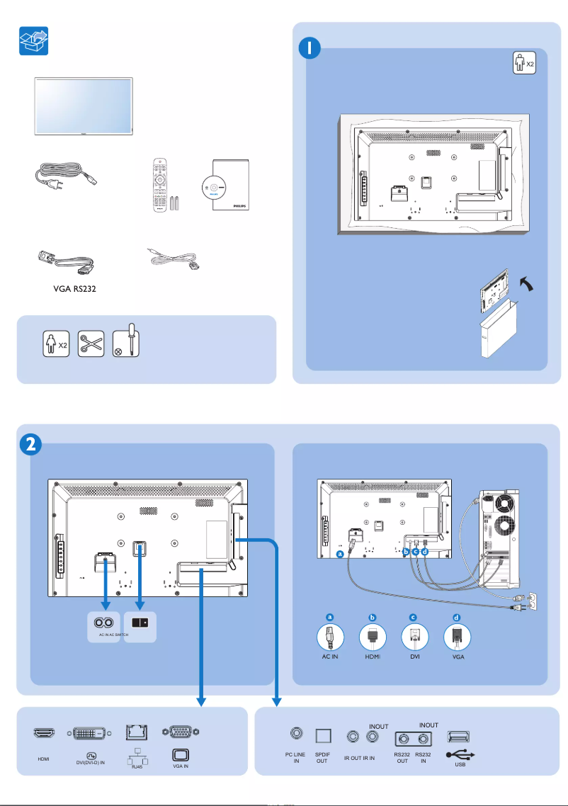Page 1 de la notice Guide de démarrage rapide Philips Signage Solutions BDL3220QL