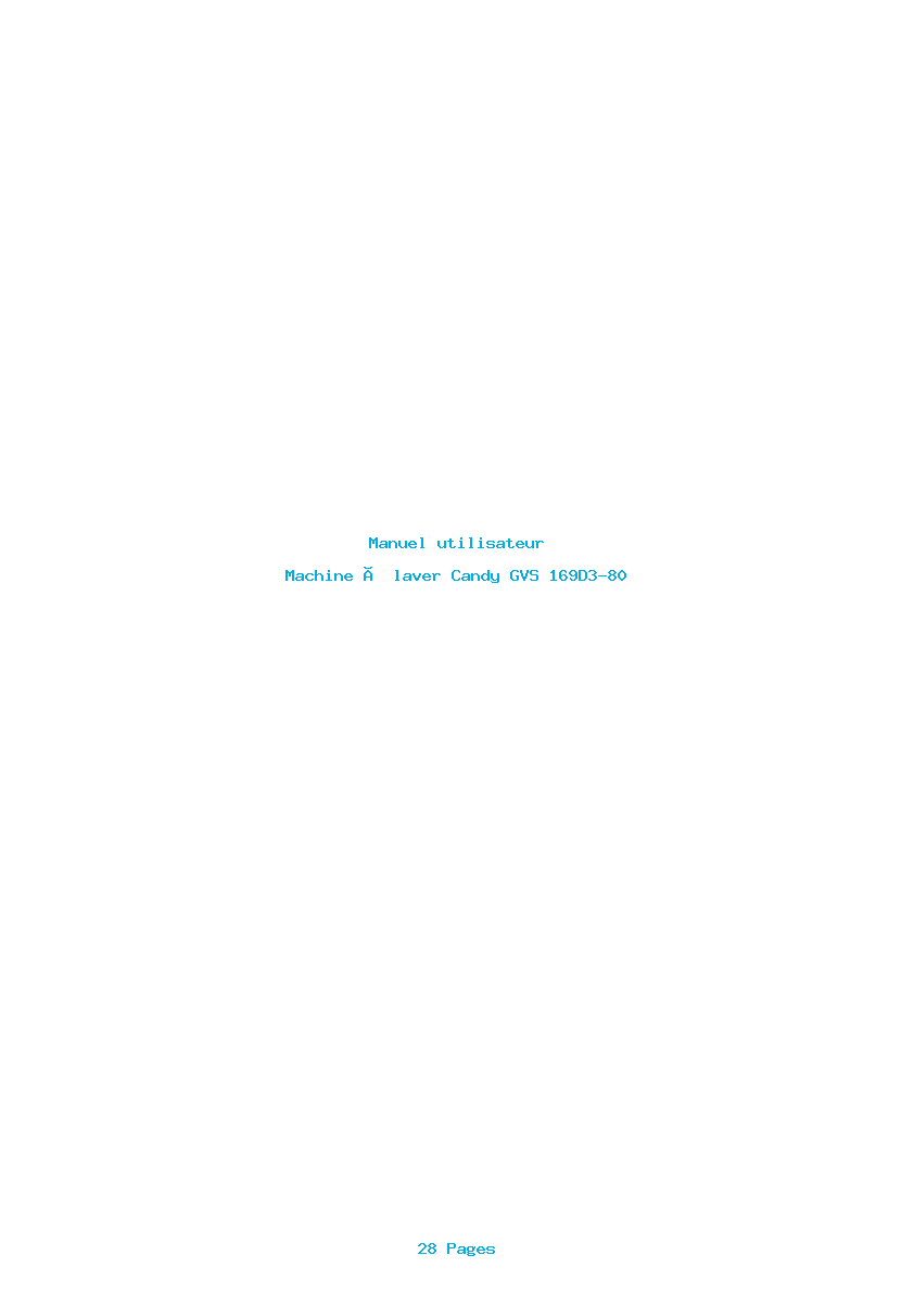 Page 1 de la notice Manuel utilisateur Candy GVS 169D3-80