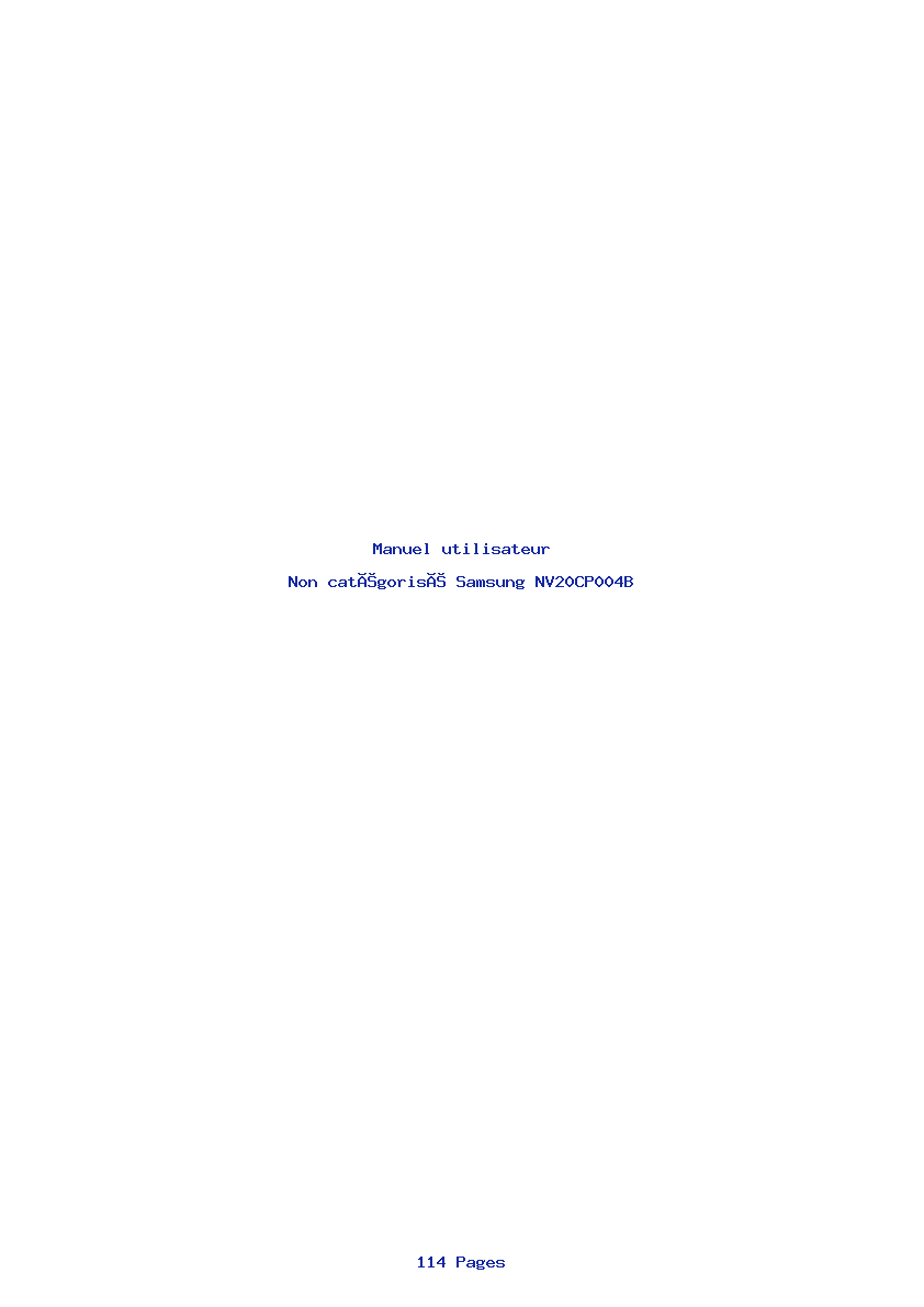 Page 1 de la notice Manuel utilisateur Samsung NV20CP004B