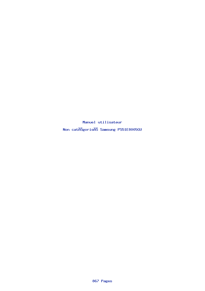 Page 1 de la notice Manuel utilisateur Samsung PS51E8005GU