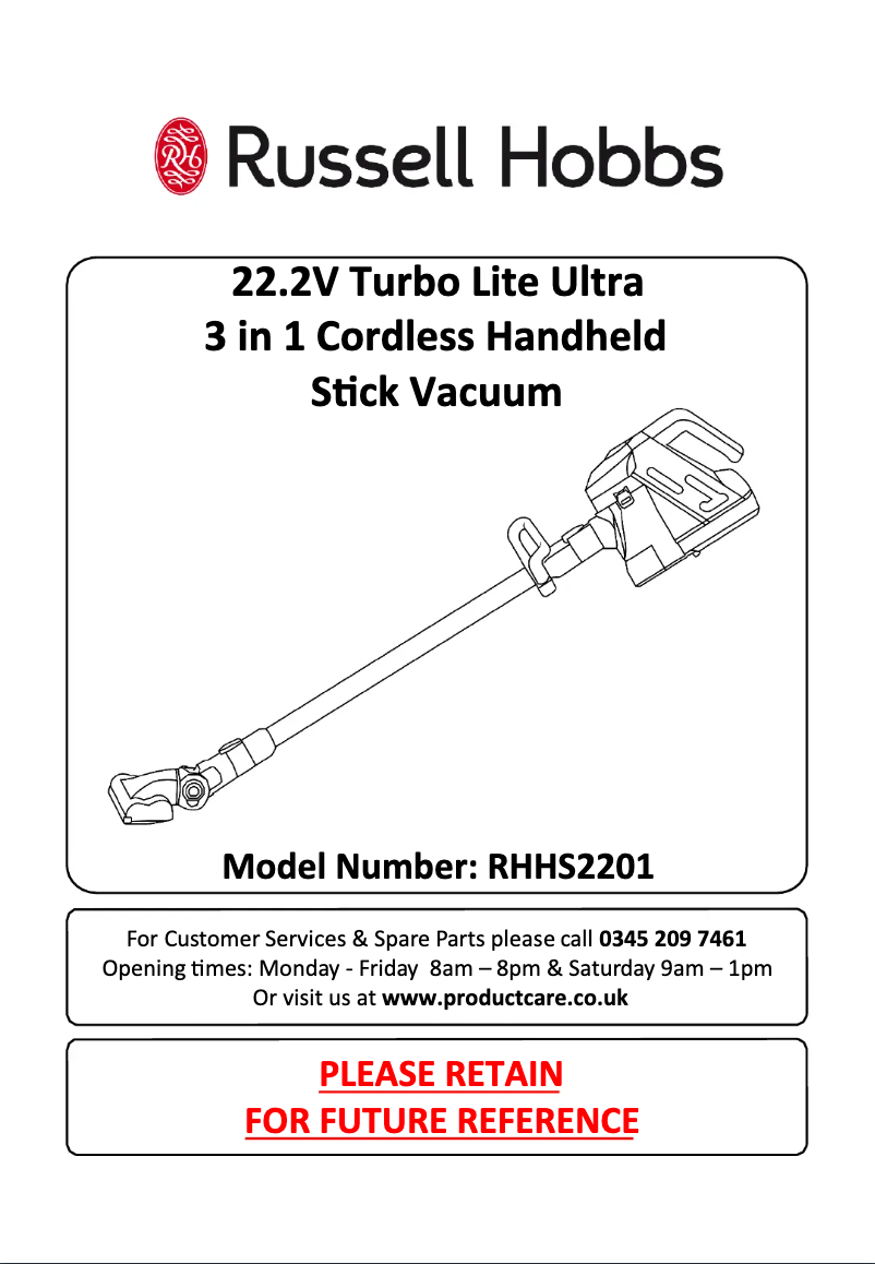 Página 1 del manual Manual de usuario Russell Hobbs Turbo Lite Ultra RHHS2201