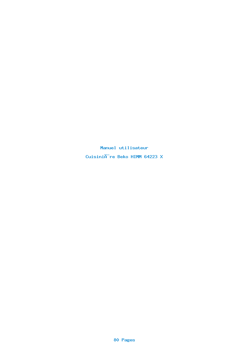 Page 1 de la notice Manuel utilisateur Beko HIMM 64223 X