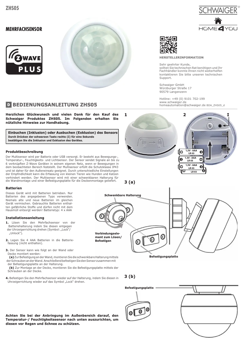 Página 1 del manual Manual de usuario Schwaiger ZHS05