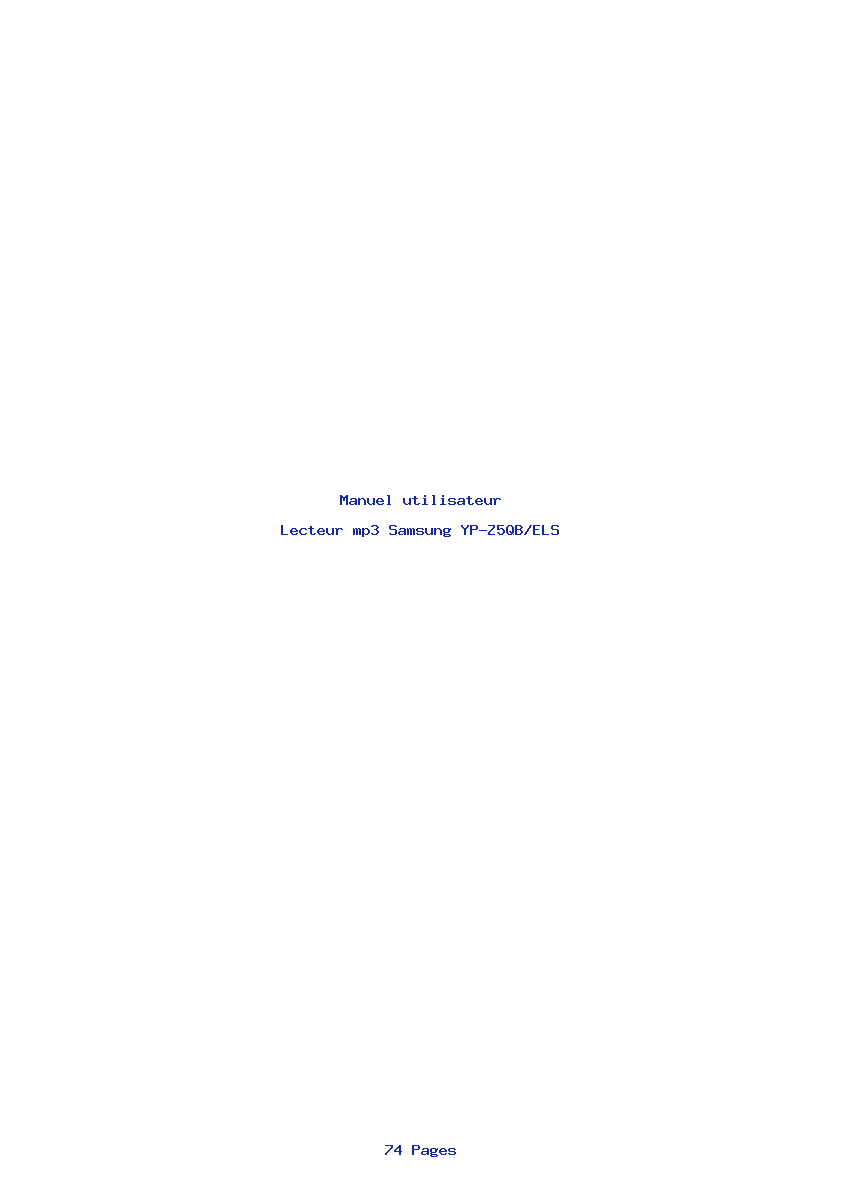 Page 1 de la notice Manuel utilisateur Samsung YP-Z5QB/ELS