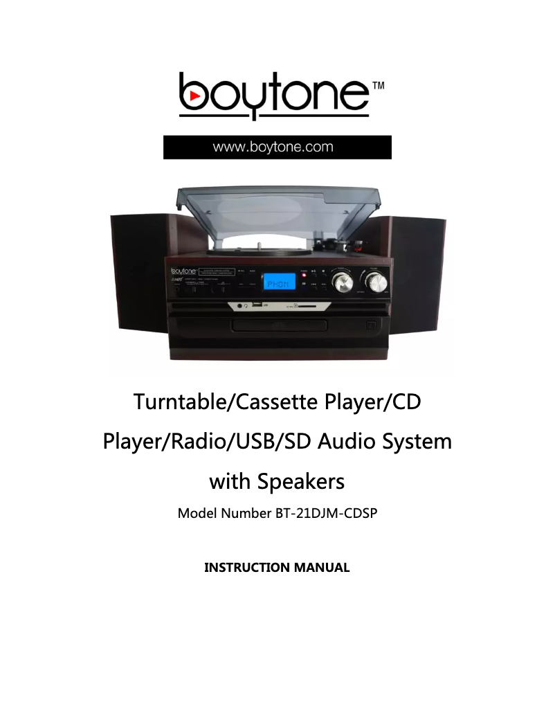 Page 1 of the manual User Manual Boytone BT-21DJM-CDSP