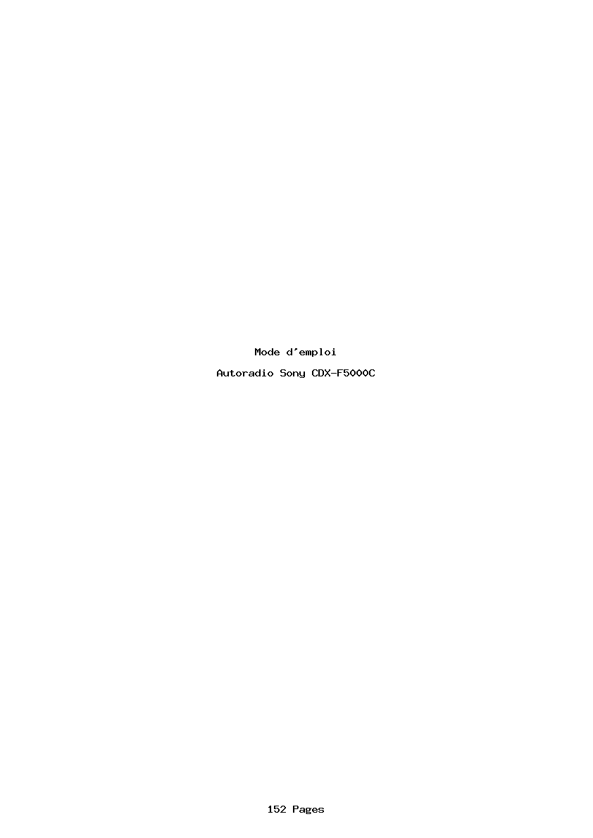 Page 1 de la notice Mode d'emploi Sony CDX-F5000C