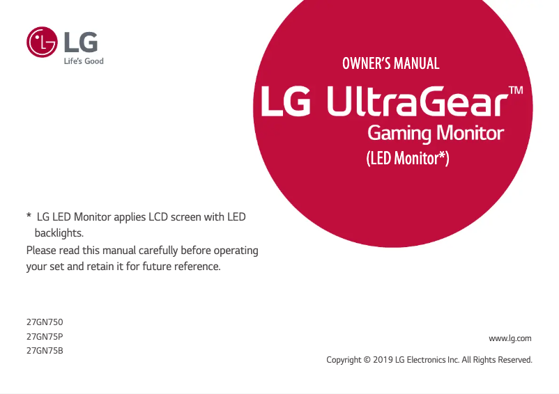 Page 1 de la notice Manuel utilisateur LG UltraGear 27GN75B