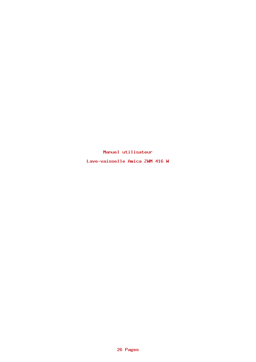 Page 1 de la notice Manuel utilisateur Amica ZWM 416 W