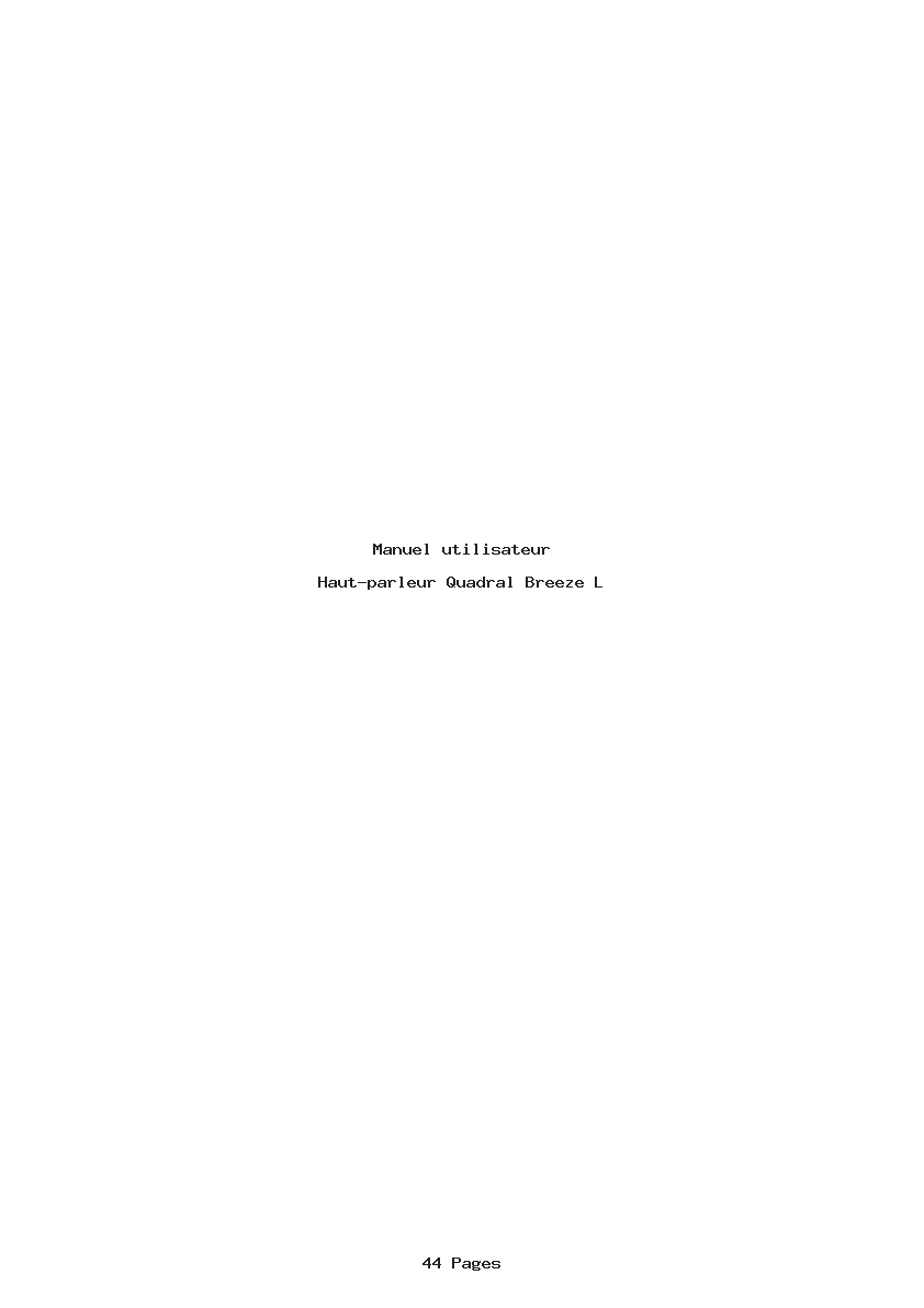 Page 1 de la notice Manuel utilisateur Quadral Breeze L