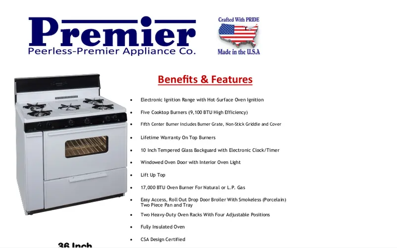 Page 1 de la notice Fiche technique Premier SLK249WP