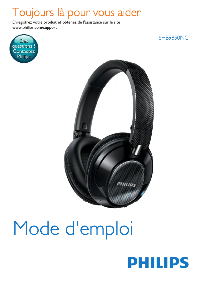Page 1 de la notice Manuel utilisateur Philips SHB9850NC