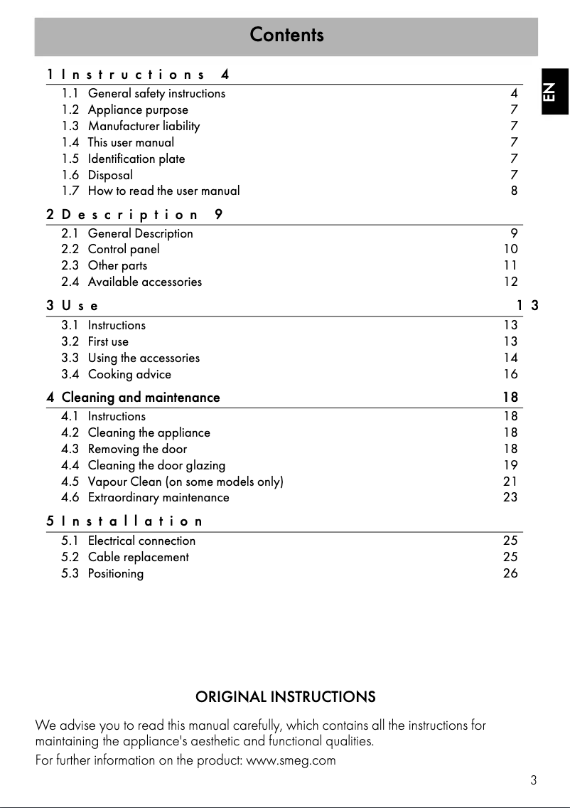 Page 1 de la notice Guide d'installation Smeg SFA6304X