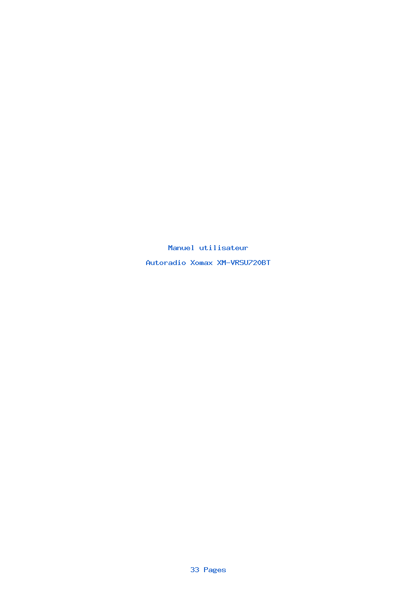Page 1 de la notice Manuel utilisateur Xomax XM-VRSU720BT