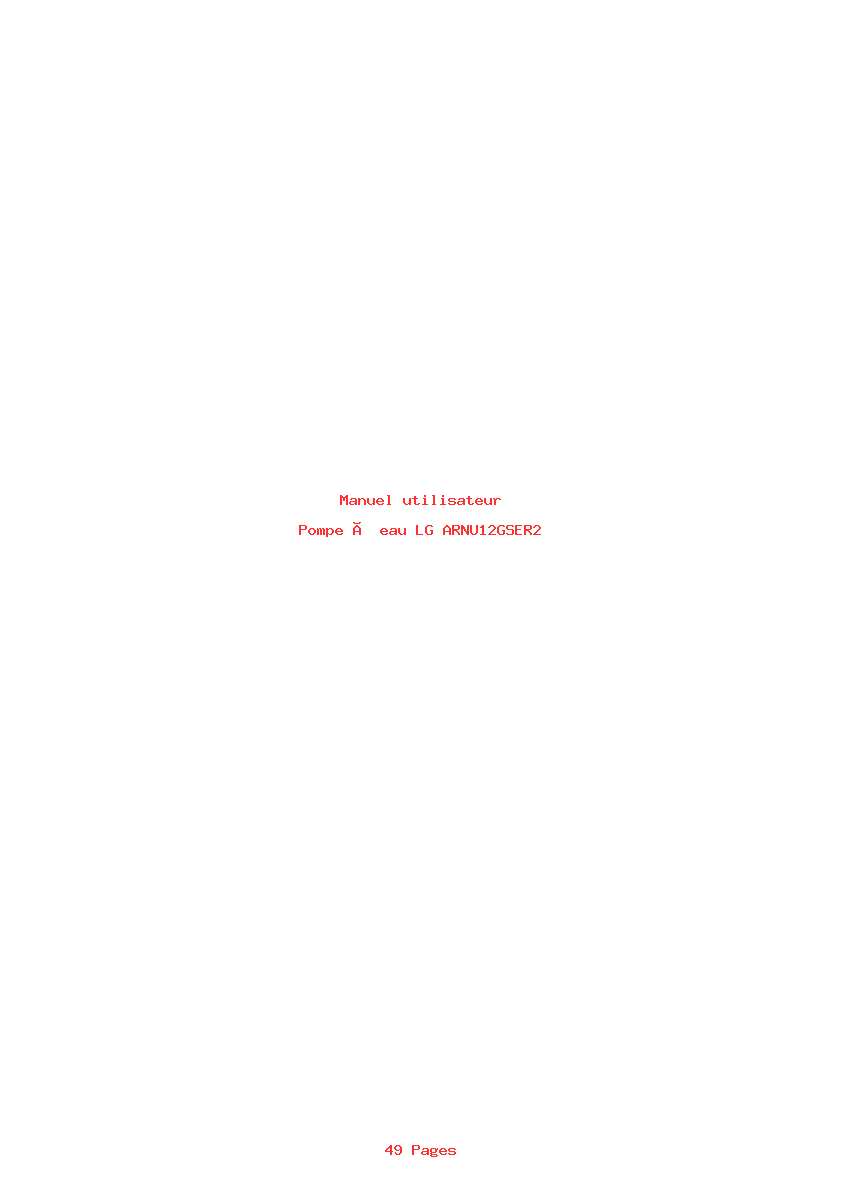 Page 1 de la notice Manuel utilisateur LG ARNU12GSER2
