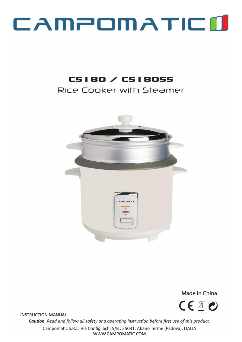 Page 1 de la notice Manuel utilisateur Campomatic CS180SS