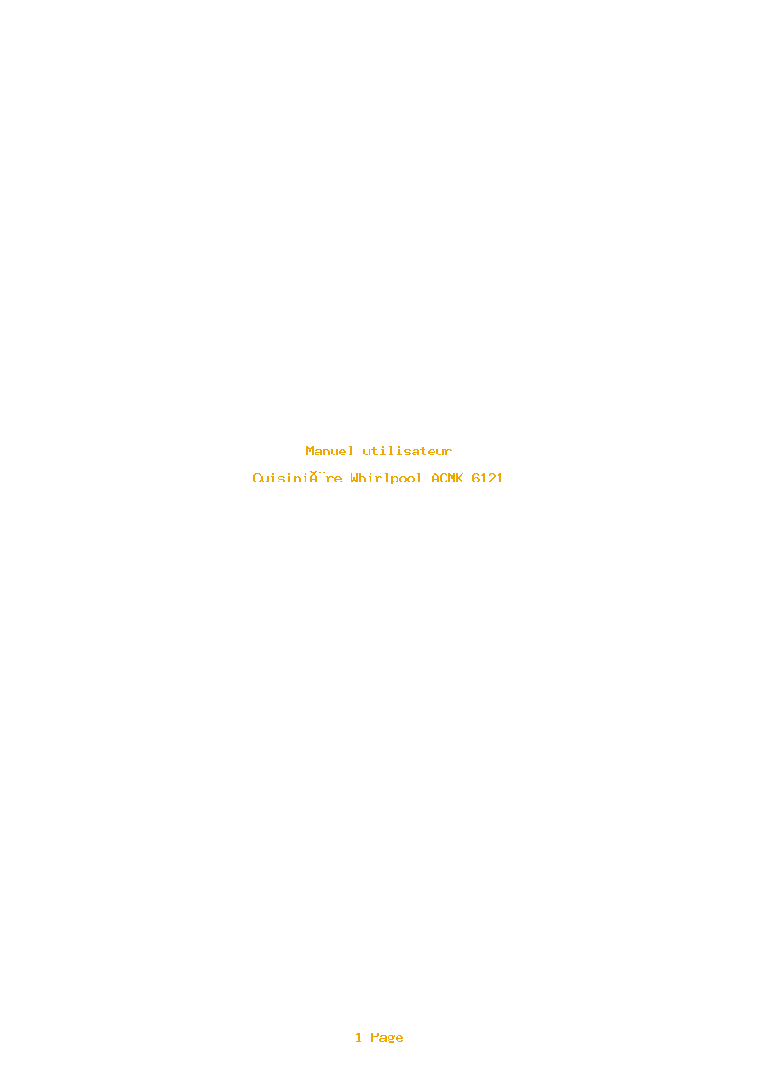 Page 1 de la notice Manuel utilisateur Whirlpool ACMK 6121