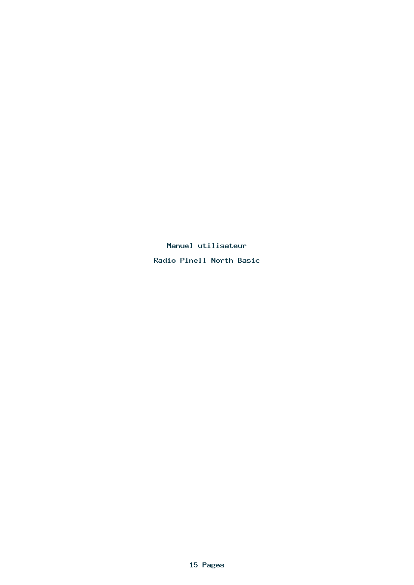 Page 1 de la notice Manuel utilisateur Pinell North Basic