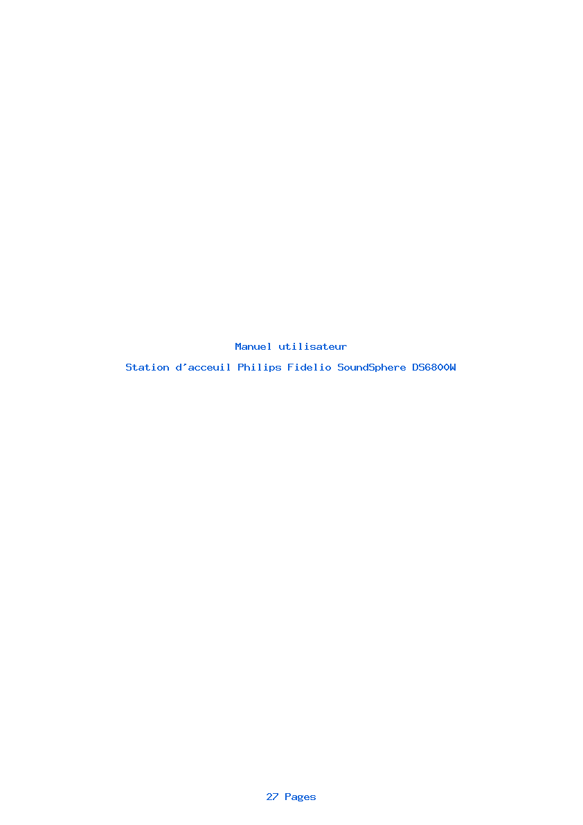 Page 1 de la notice Manuel utilisateur Philips Fidelio SoundSphere DS6800W