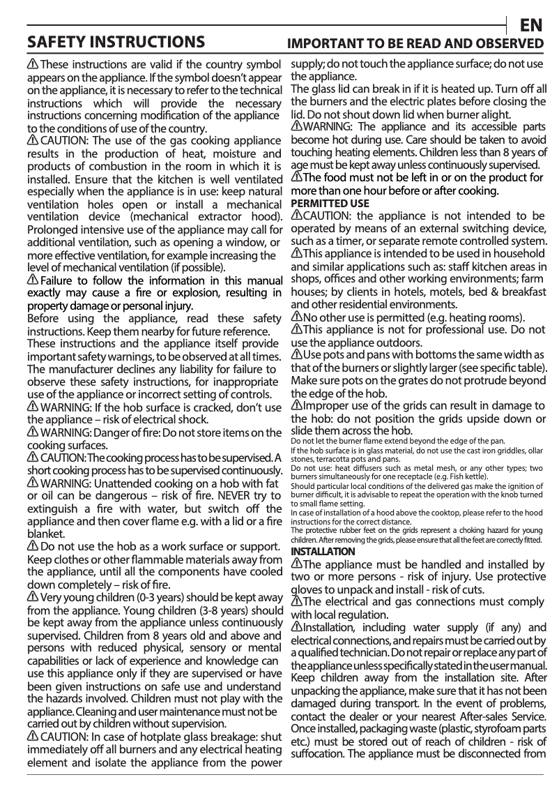 Page 1 de la notice Manuel d'utilisation et d'entretien Whirlpool AKT 627/NB1