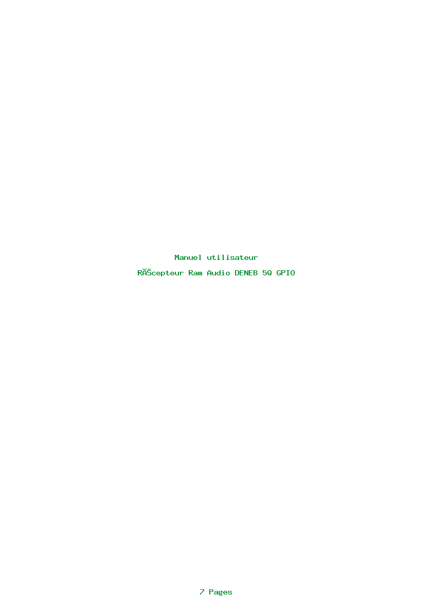 Page 1 de la notice Manuel utilisateur Ram Audio DENEB 5Q GPIO
