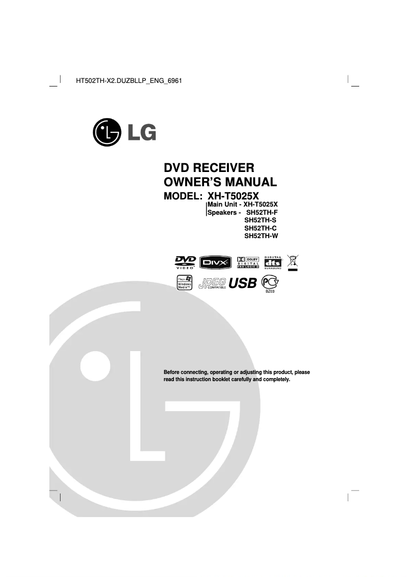 Page 1 of the manual User Manual LG XH-T5025X