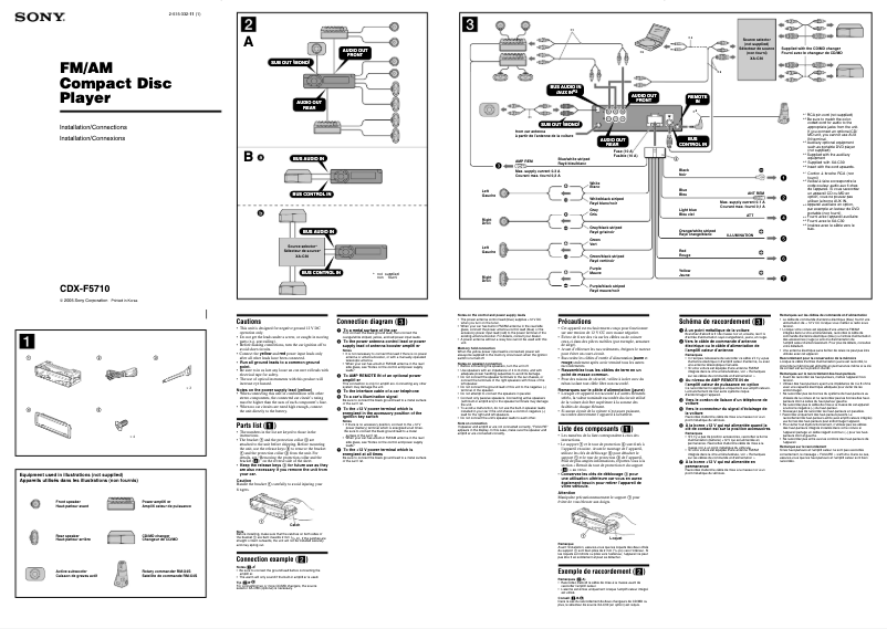 Page 1 de la notice Guide d'installation Sony CDX-F5710