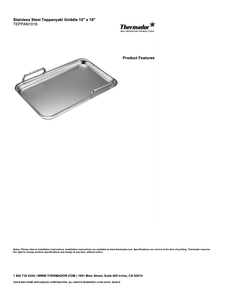 Página 1 del manual Manual de usuario Thermador TEPPAN1016