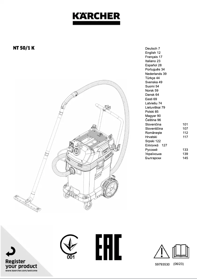 Page 1 of the manual User Manual Kärcher NT 50/1 K