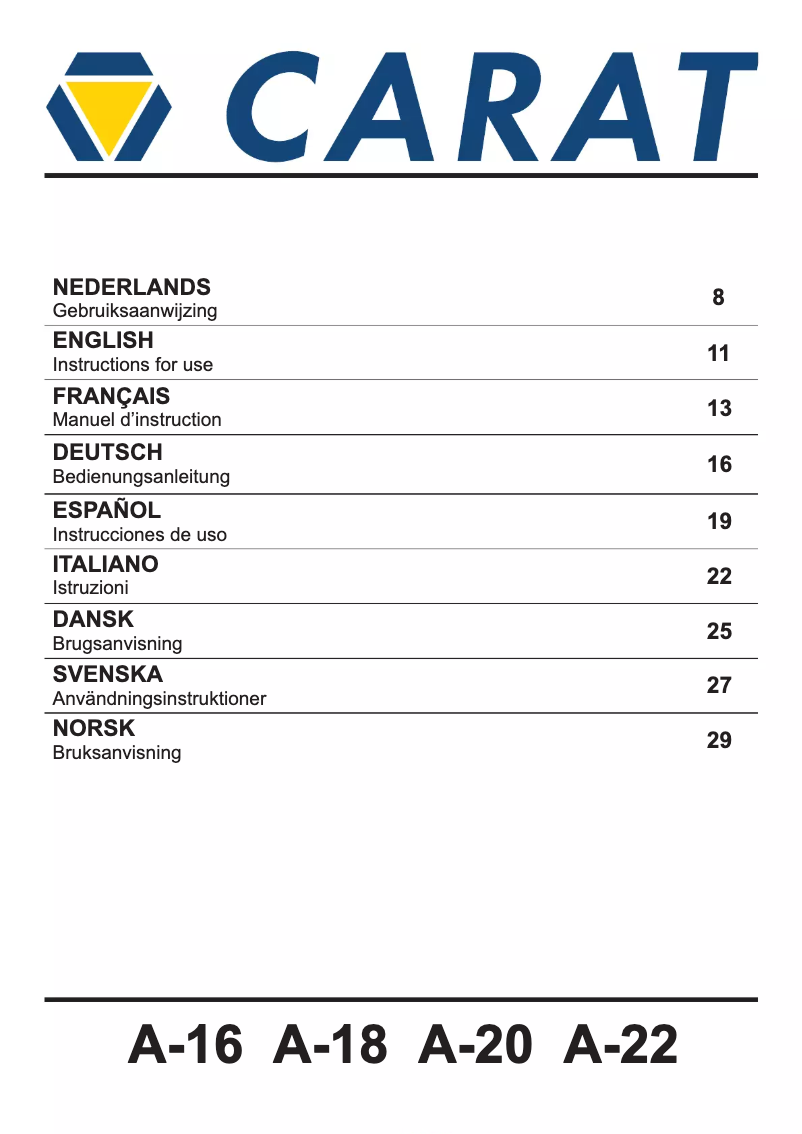 Página 1 del manual Manual de usuario Carat A-2032