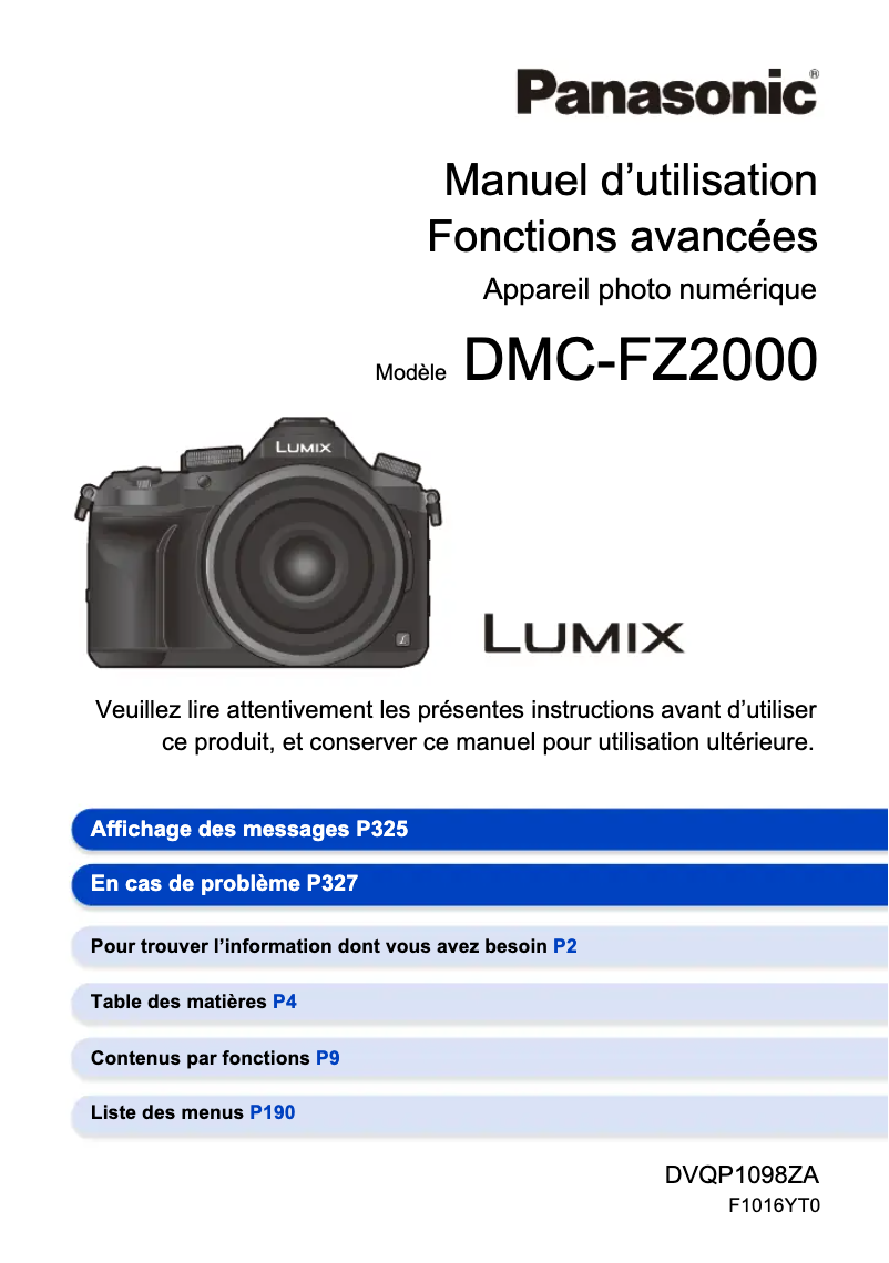 Page 1 of the manual User Manual Panasonic Lumix DMC-FZ200