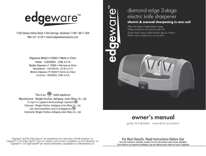 Página 1 del manual Manual de usuario Edgeware Diamon Edge 3-stage