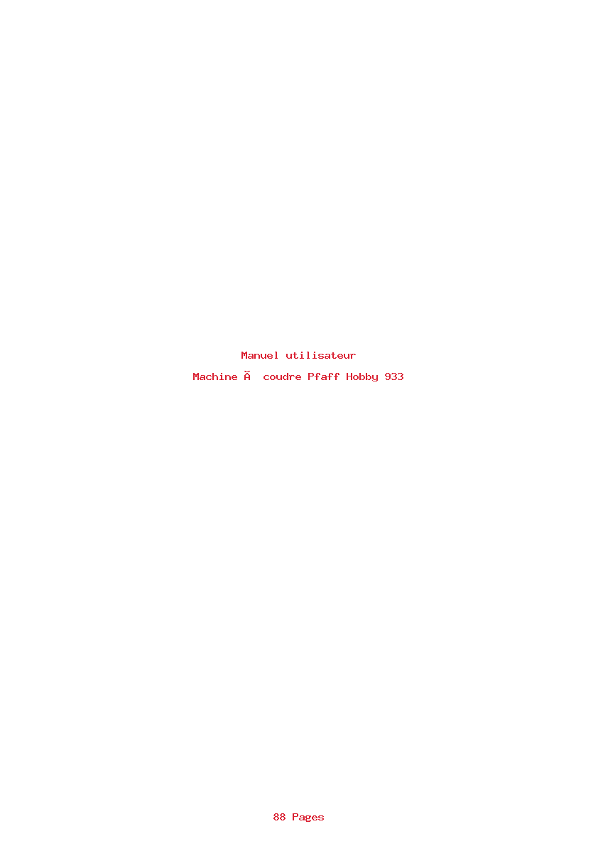 Page 1 de la notice Manuel utilisateur Pfaff Hobby 933
