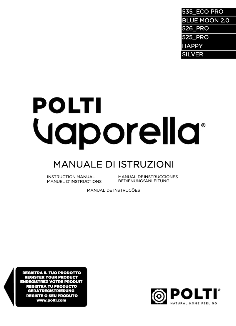 Page 1 de la notice Manuel utilisateur Polti Vaporella 525 Pro