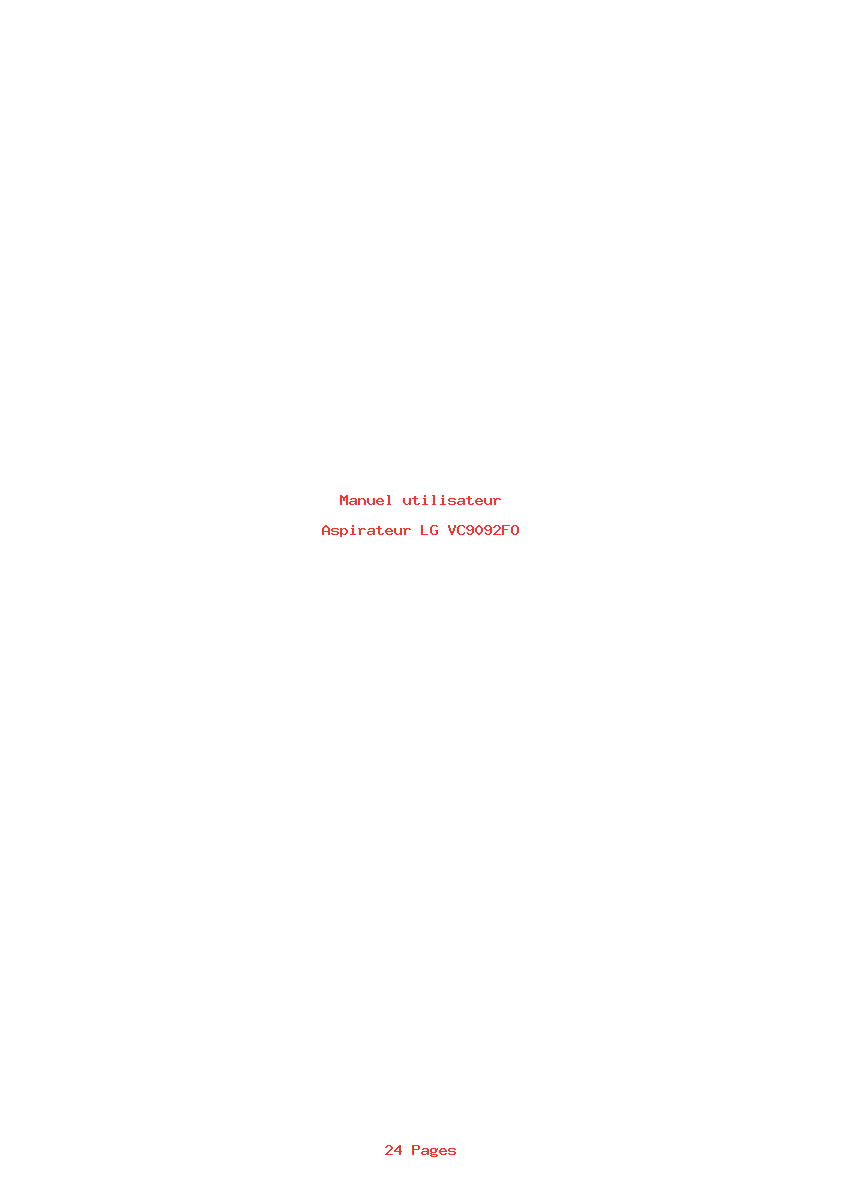 Page 1 de la notice Manuel utilisateur LG VC9092FO
