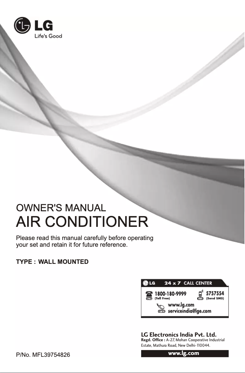 Page 1 of the manual User Manual LG LSA18CGAFH2