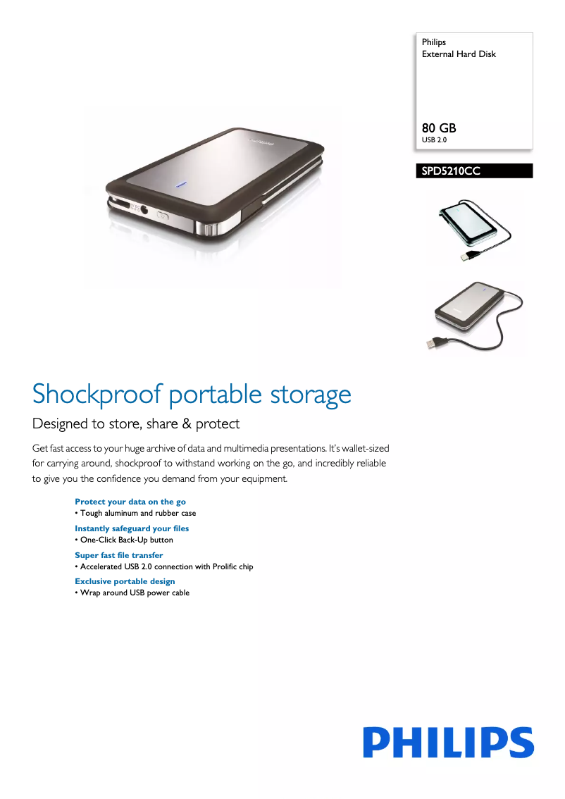 Página 1 del manual Folleto Philips SPD5210CC