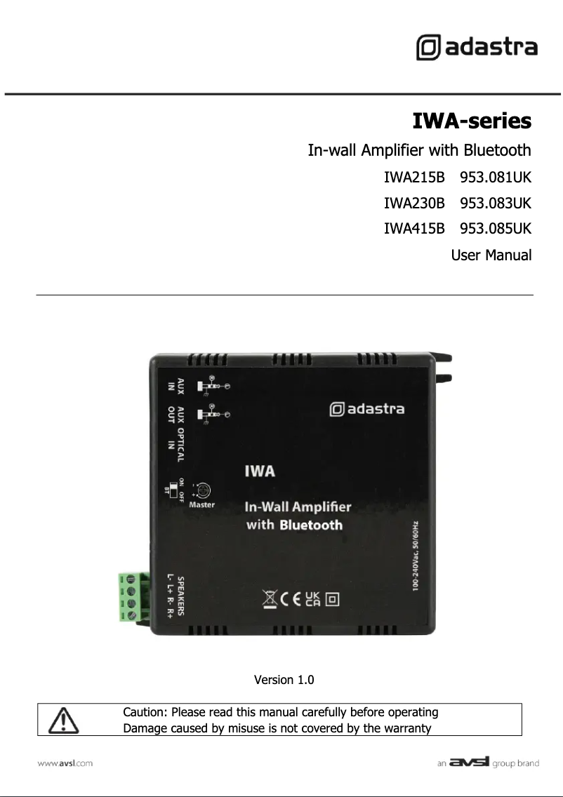 Página 1 del manual Manual de usuario Adastra IWA230B