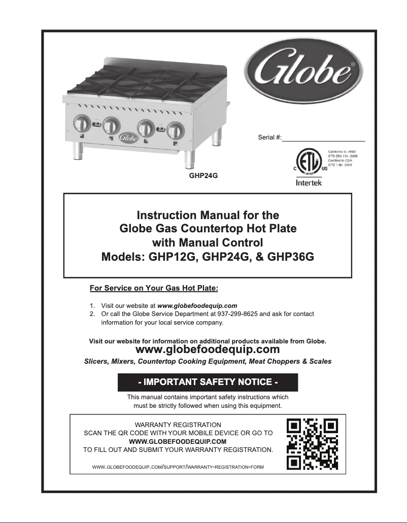 Page 1 de la notice Manuel utilisateur Globe GHPSU424G