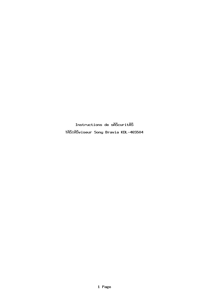 Image de la première page du manuel de l'appareil Bravia KDL-46S504