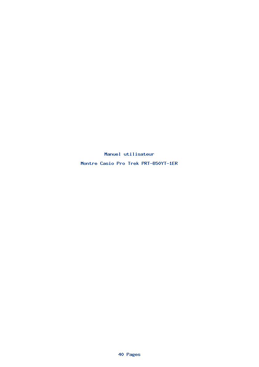 Page 1 de la notice Manuel utilisateur Casio Pro Trek PRT-B50YT-1ER